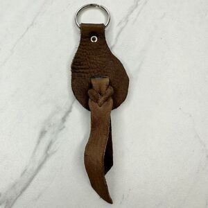 Soft Brown Leather Fringe Western Boho Keychain Keyring